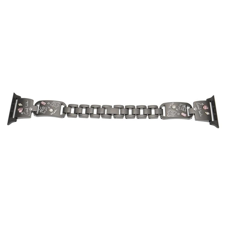 For Apple Watch 42mm / 41mm / 40mm / 38mm Colored Diamond Cat Stainless Steel Watch Band(Black) - free shipping - PMc TechLife - Order now!