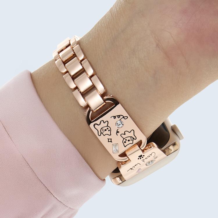 For Apple Watch 42mm / 41mm / 40mm / 38mm Colored Diamond Cat Stainless Steel Watch Band(Rose Gold) - free shipping - PMc TechLife - Order now!