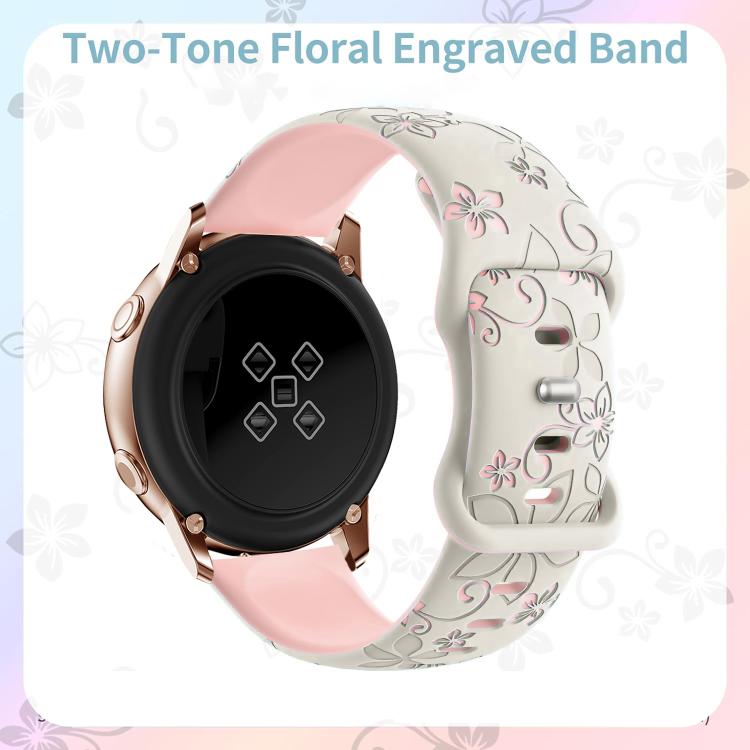 20mm Two Color Bauhinia Embossed Silicone Watch Band(Starlight Pink) - 20mm Bands by PMc TechLife | Online Shopping South Africa | PMc TechLife | Buy Now Pay Later Mobicred