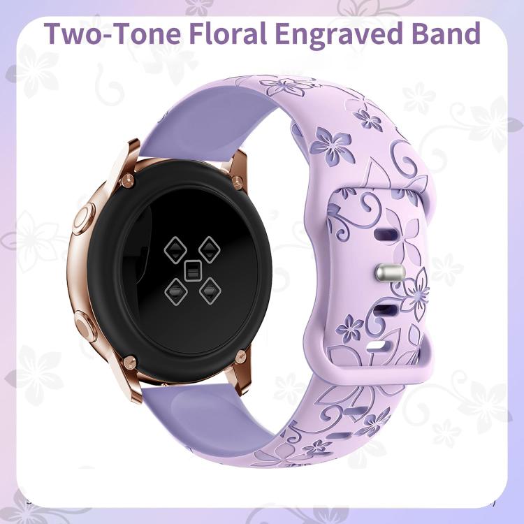 20mm Two Color Bauhinia Embossed Silicone Watch Band(Lavender+Violet) - free shipping - PMc TechLife - Order now!