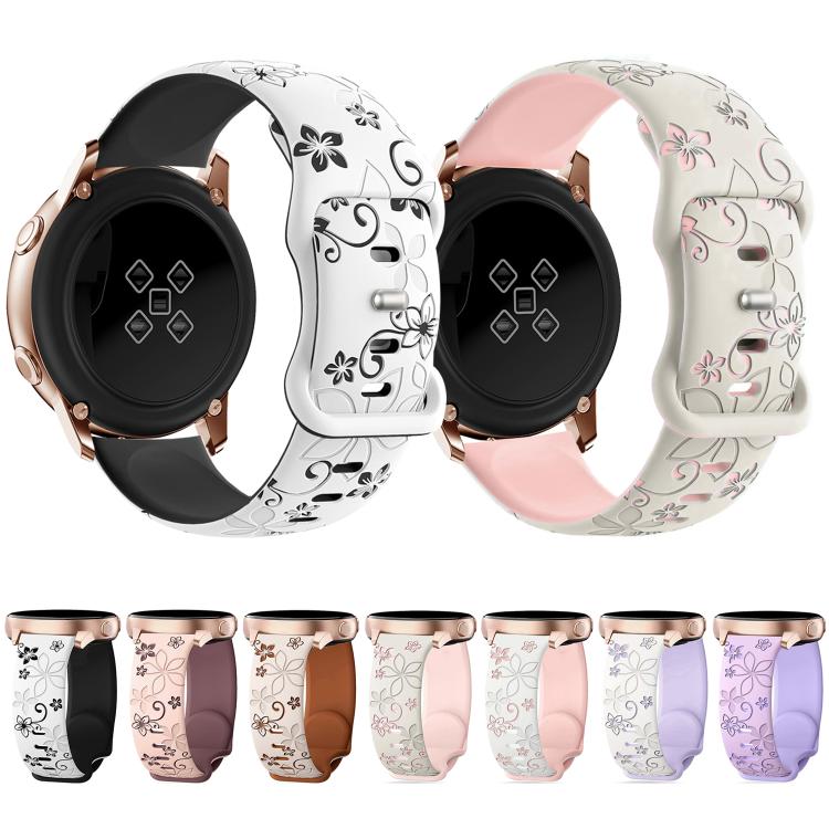 20mm Two Color Bauhinia Embossed Silicone Watch Band(Lavender+Violet) - free shipping - PMc TechLife - Order now!