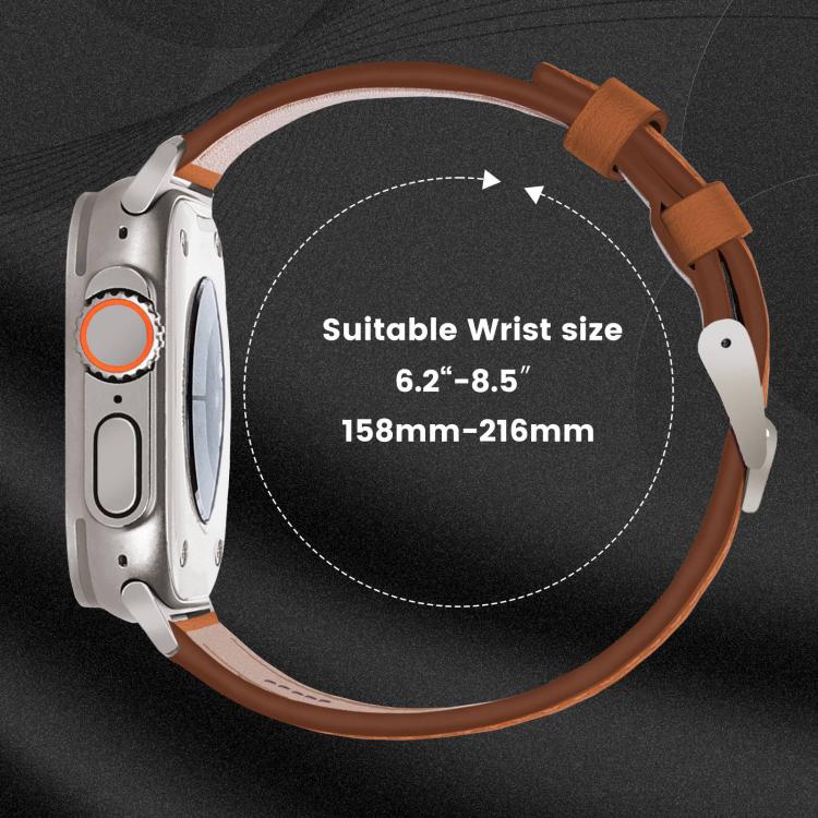 For Apple Watch 46mm / 49mm / 45mm / 44mm Titanium Buckle Nappa Genuine Leather Watch Band(Brown) - Watch Bands by PMC TechLife | Online Shopping South Africa | PMC TechLife | Buy Now Pay Later Mobicred