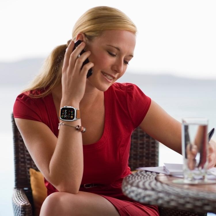 For Apple Watch 46mm / 49mm / 45mm / 44mm Titanium Buckle Nappa Genuine Leather Watch Band(Brown) - Watch Bands by PMC TechLife | Online Shopping South Africa | PMC TechLife | Buy Now Pay Later Mobicred