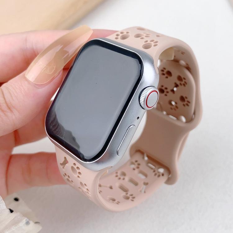 For Apple Watch 46mm / 49mm / 45mm / 44mm Dog Paw Bones Butterfly Buckle Silicone Watch Band(Official Pink) - free shipping - PMc TechLife - Order now!