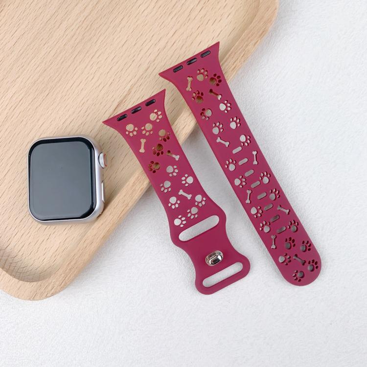 For Apple Watch 42mm / 41mm / 40mm / 38mm Dog Paw Bones Butterfly Buckle Silicone Watch Band(Light Mint) - free shipping - PMc TechLife - Order now!