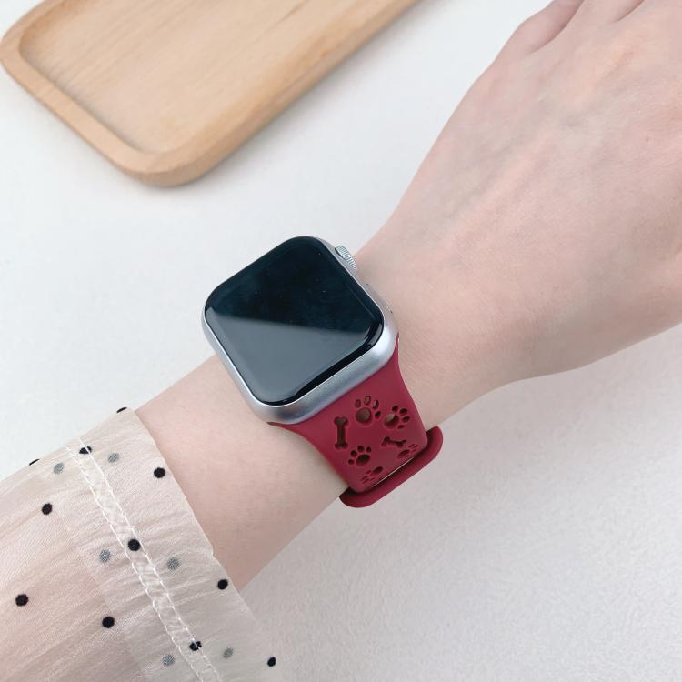 For Apple Watch 42mm / 41mm / 40mm / 38mm Dog Paw Bones Butterfly Buckle Silicone Watch Band(Dark Purple) - free shipping - PMc TechLife - Order now!