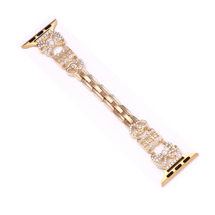 For Apple Watch 42mm / 41mm / 40mm / 38mm Bow Jewelry Buckle Stainless Steel Watch Band(Gold) - free shipping - PMc TechLife - Order now!