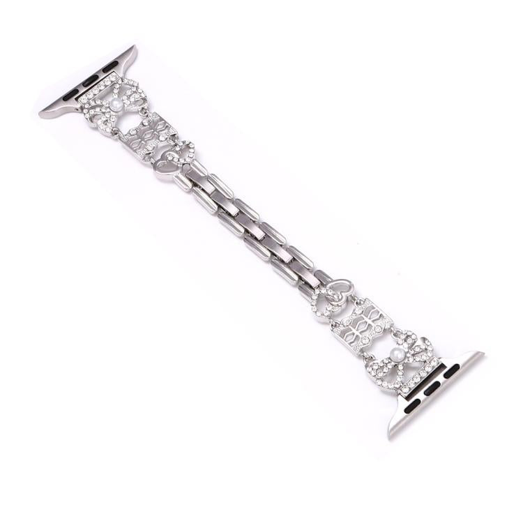 For Apple Watch 42mm / 41mm / 40mm / 38mm Bow Jewelry Buckle Stainless Steel Watch Band(Silver) - free shipping - PMc TechLife - Order now!