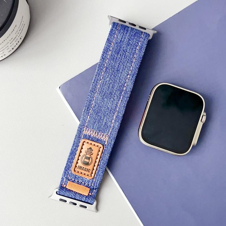 For Apple Watch 46mm / 49mm / 45mm / 44mm Denim Nylon Hook and Loop Fastener Canvas Watch Band(Black) - free shipping - PMc TechLife - Order now!