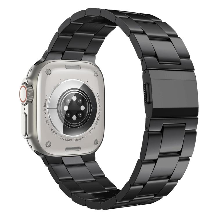 For Apple Watch 46mm / 49mm / 45mm / 44mm Norman Clasp Three-Link Titanium Alloy Watch Band(Black) - free shipping - PMC TechLife - Order now!