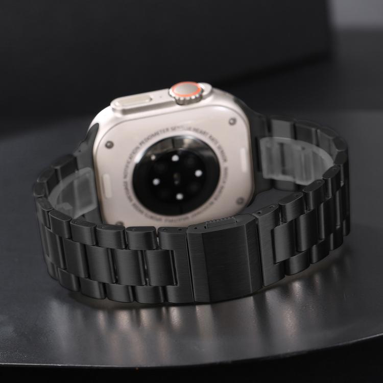 For Apple Watch 46mm / 49mm / 45mm / 44mm Norman Clasp Three-Link Titanium Alloy Watch Band(Black) - free shipping - PMC TechLife - Order now!