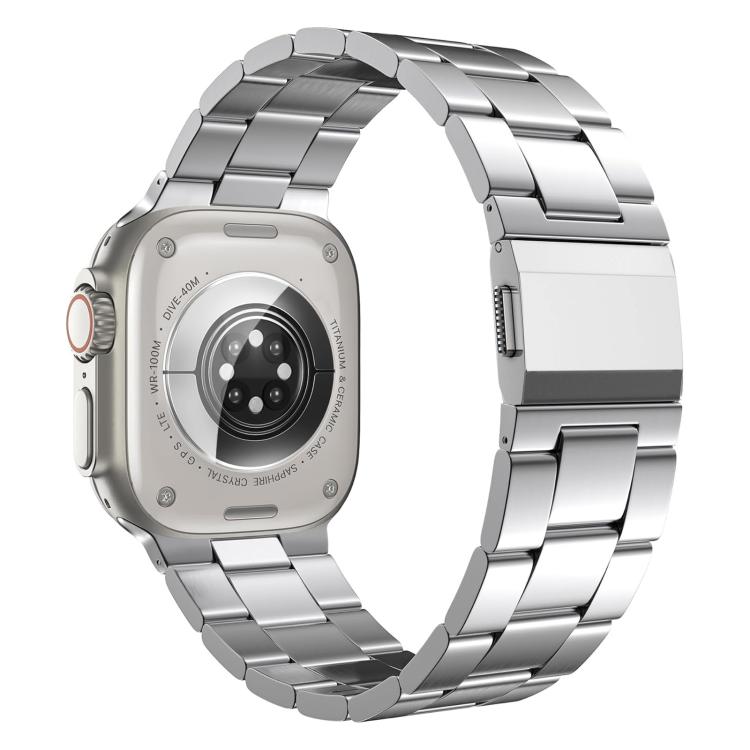 For Apple Watch 46mm / 49mm / 45mm / 44mm Norman Clasp Three-Link Titanium Alloy Watch Band(Silver) - free shipping - PMC TechLife - Order now!