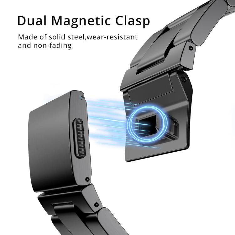 For Apple Watch 46mm / 49mm / 45mm / 44mm Norman Clasp Three-Link Titanium Alloy Watch Band(Black) - free shipping - PMC TechLife - Order now!