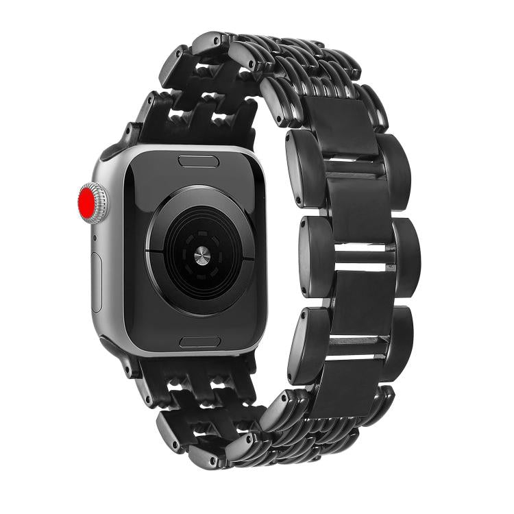 For Apple Watch 46mm / 49mm / 45mm / 44mm Five-bead Stripe Stainless Steel Watch Band(Black) - Watch Bands by PMc TechLife | Online Shopping South Africa | PMc TechLife | Buy Now Pay Later Mobicred