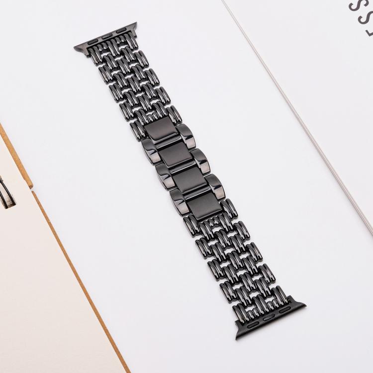 For Apple Watch 46mm / 49mm / 45mm / 44mm Five-bead Stripe Stainless Steel Watch Band(Black) - Watch Bands by PMc TechLife | Online Shopping South Africa | PMc TechLife | Buy Now Pay Later Mobicred