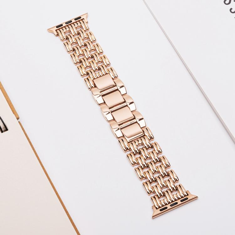 For Apple Watch 46mm / 49mm / 45mm / 44mm Five-bead Stripe Stainless Steel Watch Band(Rose Gold) - free shipping - PMc TechLife - Order now!