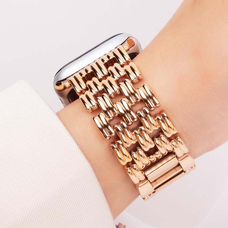 For Apple Watch 46mm / 49mm / 45mm / 44mm Five-bead Stripe Stainless Steel Watch Band(Rose Gold) - free shipping - PMc TechLife - Order now!