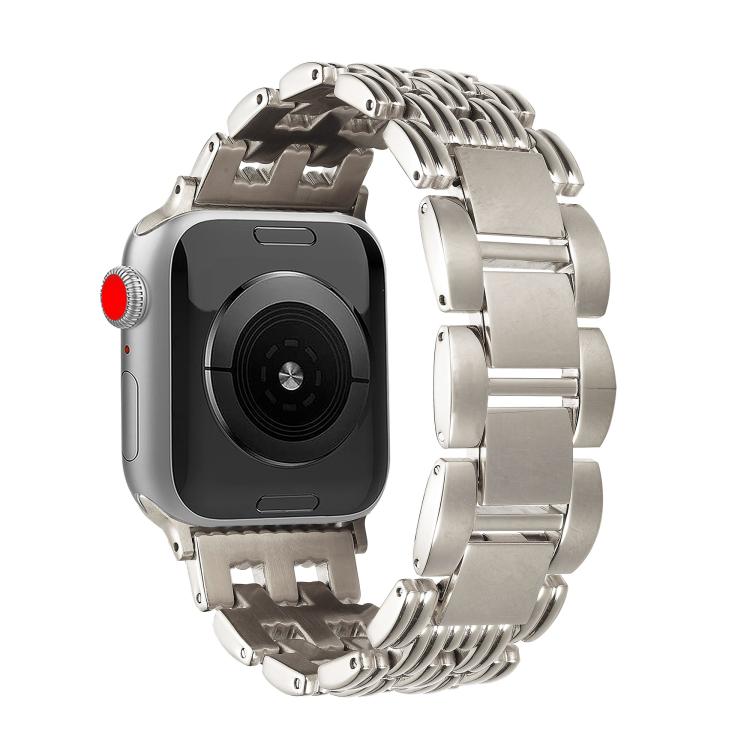 For Apple Watch 46mm / 49mm / 45mm / 44mm Five-bead Stripe Stainless Steel Watch Band(Starlight) - free shipping - PMc TechLife - Order now!