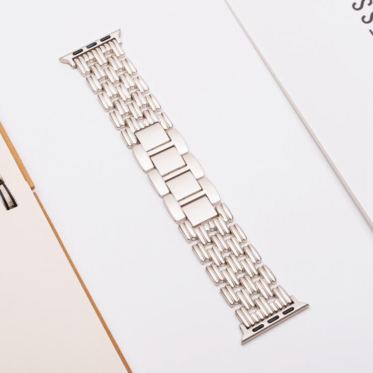 For Apple Watch 46mm / 49mm / 45mm / 44mm Five-bead Stripe Stainless Steel Watch Band(Starlight) - free shipping - PMc TechLife - Order now!