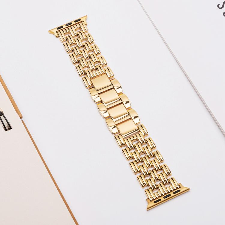 For Apple Watch 42mm / 41mm / 40mm / 38mm Five-bead Stripe Stainless Steel Watch Band(Gold) - free shipping - PMc TechLife - Order now!