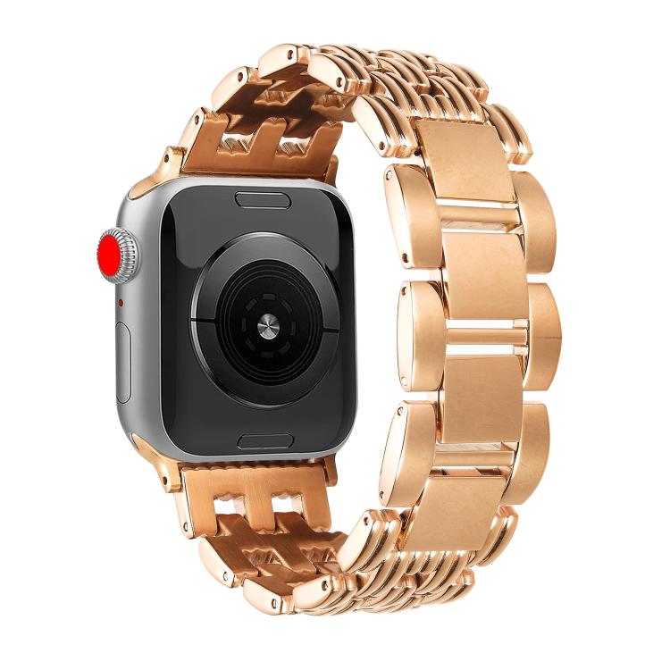 For Apple Watch 42mm / 41mm / 40mm / 38mm Five-bead Stripe Stainless Steel Watch Band(Rose Gold) - free shipping - PMc TechLife - Order now!