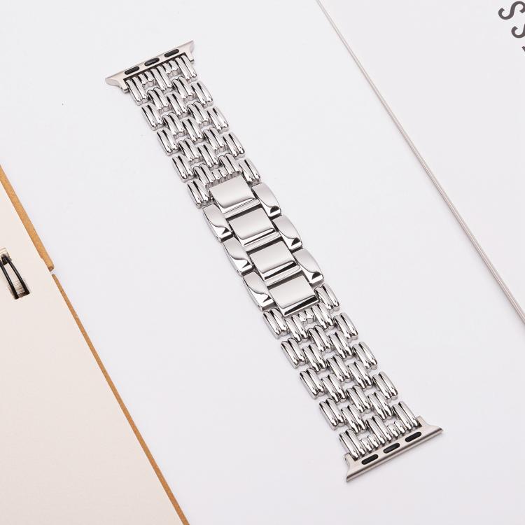 For Apple Watch 42mm / 41mm / 40mm / 38mm Five-bead Stripe Stainless Steel Watch Band(Silver) - free shipping - PMc TechLife - Order now!
