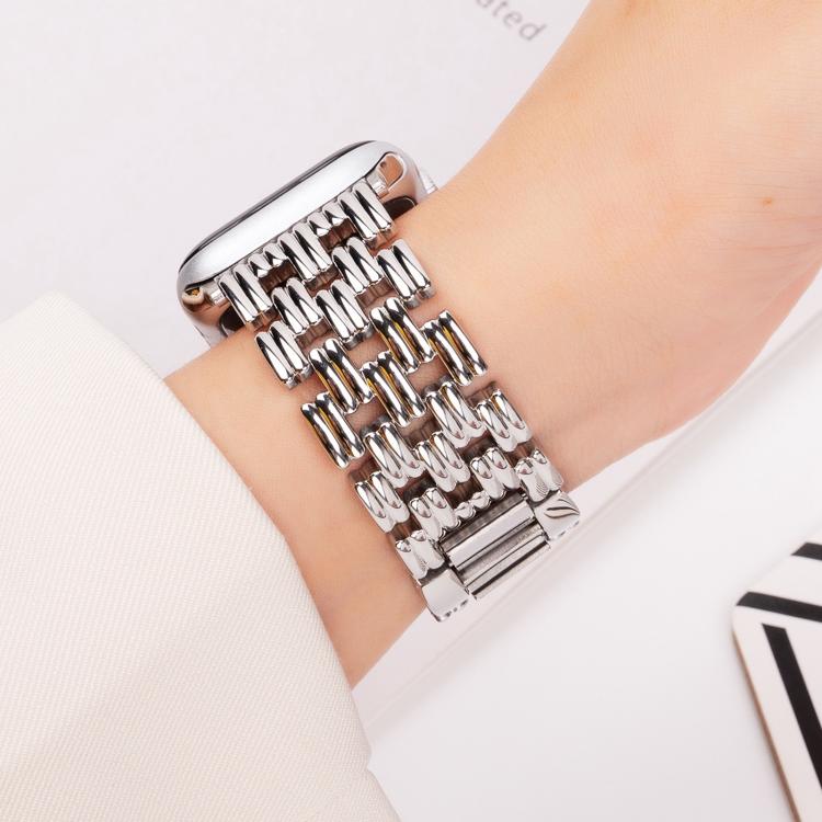 For Apple Watch 42mm / 41mm / 40mm / 38mm Five-bead Stripe Stainless Steel Watch Band(Silver) - free shipping - PMc TechLife - Order now!