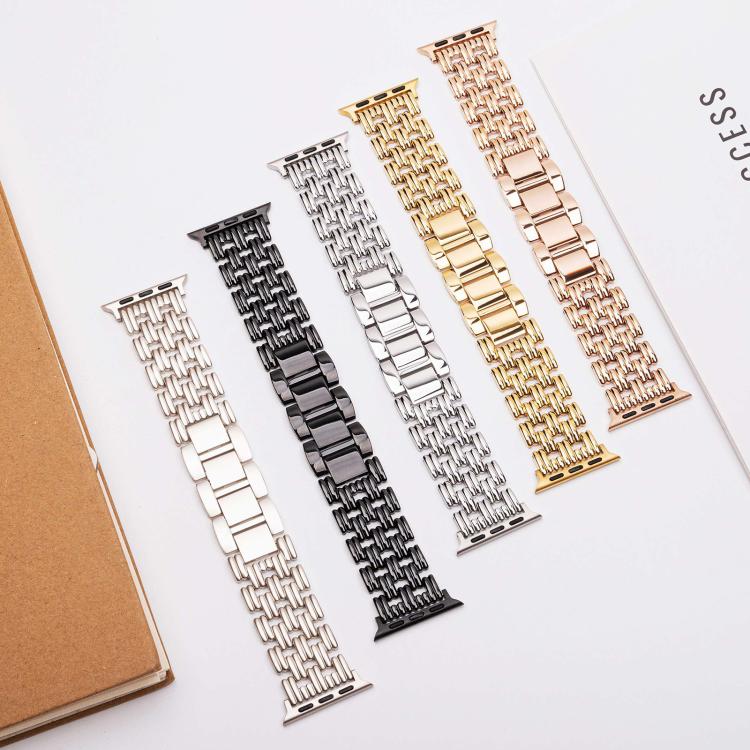 For Apple Watch 46mm / 49mm / 45mm / 44mm Five-bead Stripe Stainless Steel Watch Band(Starlight) - free shipping - PMc TechLife - Order now!
