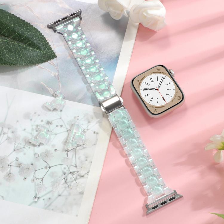 For Apple Watch 46mm / 49mm / 45mm / 44mm Small Waist Rhombus Three-bead Resin Watch Band(Gradient Green) - free shipping - PMc TechLife - Order now!