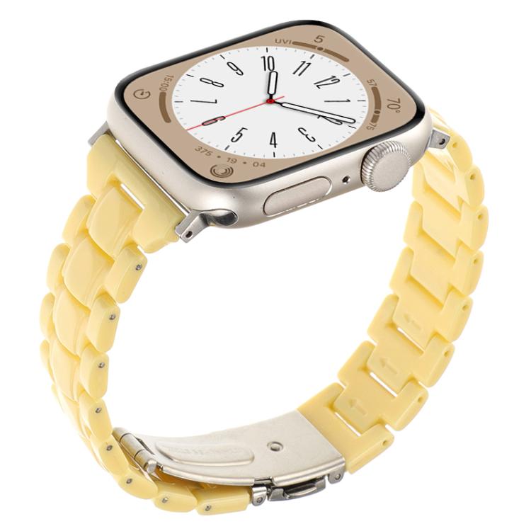 For Apple Watch 46mm / 49mm / 45mm / 44mm Small Waist Rhombus Three-bead Resin Watch Band(Lemon Yellow) - free shipping - PMc TechLife - Order now!