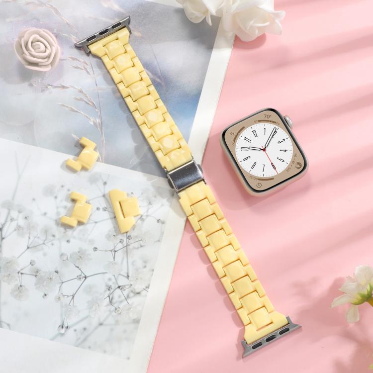 For Apple Watch 46mm / 49mm / 45mm / 44mm Small Waist Rhombus Three-bead Resin Watch Band(Lemon Yellow) - free shipping - PMc TechLife - Order now!