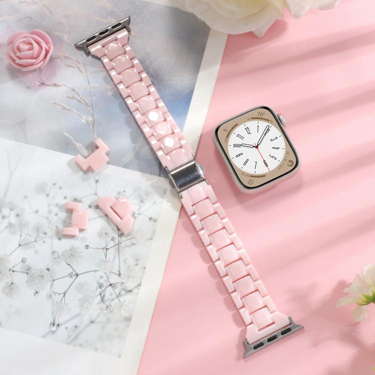 For Apple Watch 46mm / 49mm / 45mm / 44mm Small Waist Rhombus Three-bead Resin Watch Band(Pink) - free shipping - PMc TechLife - Order now!