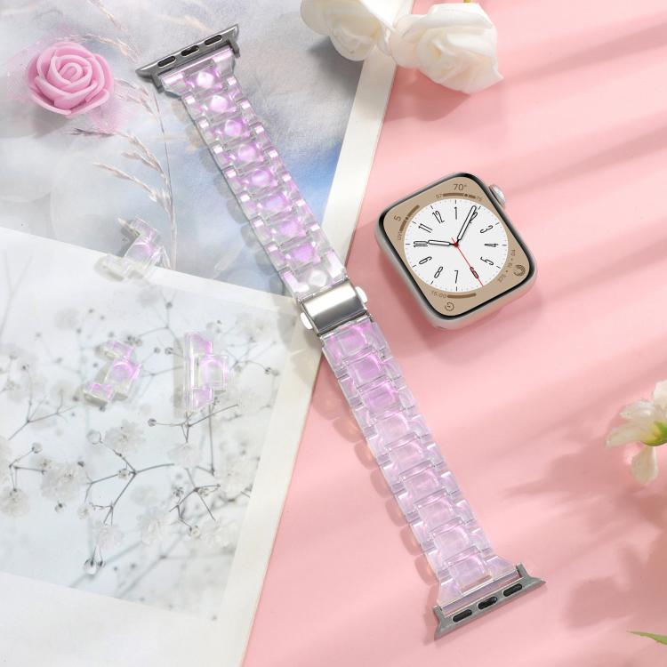For Apple Watch 42mm / 41mm / 40mm / 38mm Small Waist Rhombus Three-bead Resin Watch Band(Gradient Pink) - free shipping - PMc TechLife - Order now!