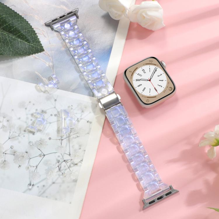 For Apple Watch 42mm / 41mm / 40mm / 38mm Small Waist Rhombus Three-bead Resin Watch Band(Gradient Blue) - free shipping - PMc TechLife - Order now!