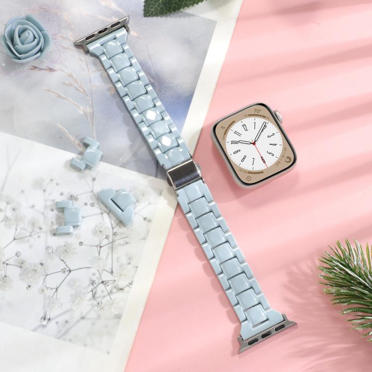 For Apple Watch 42mm / 41mm / 40mm / 38mm Small Waist Rhombus Three-bead Resin Watch Band(Turquoize) - free shipping - PMc TechLife - Order now!