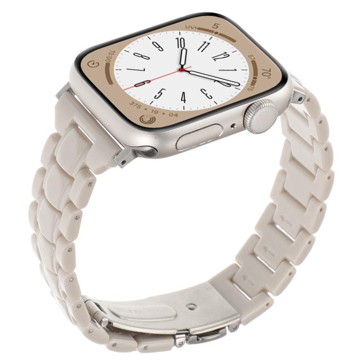 For Apple Watch 42mm / 41mm / 40mm / 38mm Small Waist Rhombus Three-bead Resin Watch Band(Milk Tea) - free shipping - PMc TechLife - Order now!