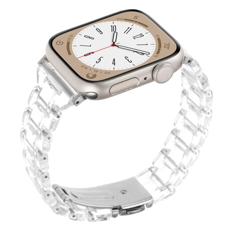 For Apple Watch 42mm / 41mm / 40mm / 38mm Small Waist Rhombus Three-bead Resin Watch Band(Transparent) - free shipping - PMc TechLife - Order now!