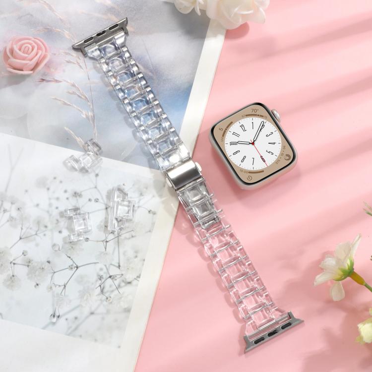 For Apple Watch 42mm / 41mm / 40mm / 38mm Small Waist Rhombus Three-bead Resin Watch Band(Transparent) - free shipping - PMc TechLife - Order now!