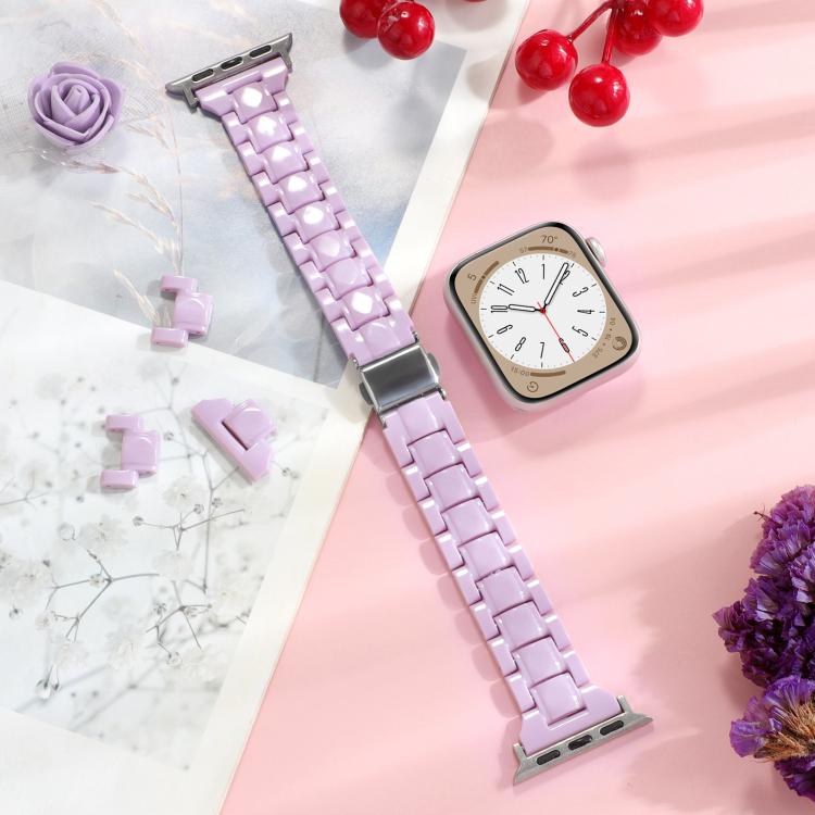 For Apple Watch 42mm / 41mm / 40mm / 38mm Small Waist Rhombus Three-bead Resin Watch Band(Purple) - free shipping - PMc TechLife - Order now!