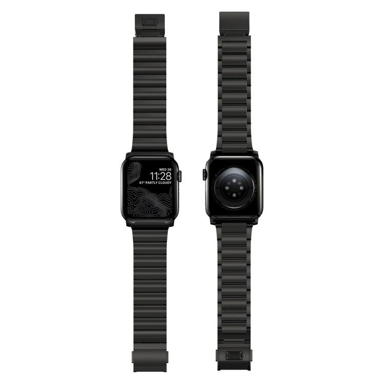 For Apple Watch 46mm / 49mm / 45mm / 44mm Norman Clasp One-Bead Stainless Steel Watch Band(Black) - Watch Bands by PMc TechLife | Online Shopping South Africa | PMc TechLife | Buy Now Pay Later Mobicred