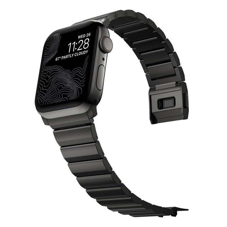 For Apple Watch 46mm / 49mm / 45mm / 44mm Norman Clasp One-Bead Stainless Steel Watch Band(Black) - Watch Bands by PMc TechLife | Online Shopping South Africa | PMc TechLife | Buy Now Pay Later Mobicred