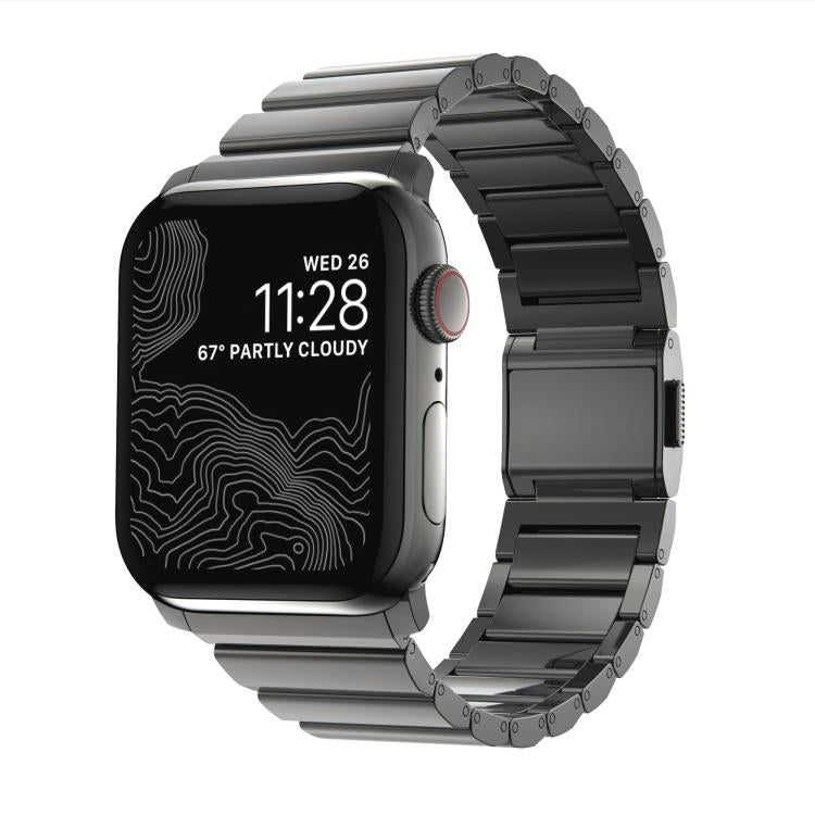 For Apple Watch 46mm / 49mm / 45mm / 44mm Norman Clasp One-Bead Stainless Steel Watch Band(Tin Color) - free shipping - PMc TechLife - Order now!