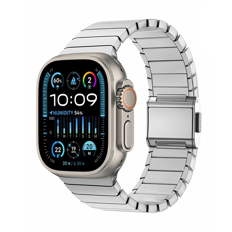 For Apple Watch 46mm / 49mm / 45mm / 44mm Bamboo Norman Buckle Pure Titanium Watch Band(Silver) - free shipping - PMC TechLife - Order now!