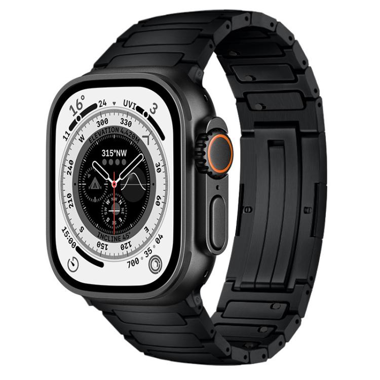 For Apple Watch 46mm / 49mm / 45mm / 44mm Integrated I-Shaped Quick Release Titanium Alloy Watch Band(Black) - Watch Bands by PMc TechLife | Online Shopping South Africa | PMc TechLife | Buy Now Pay Later Mobicred