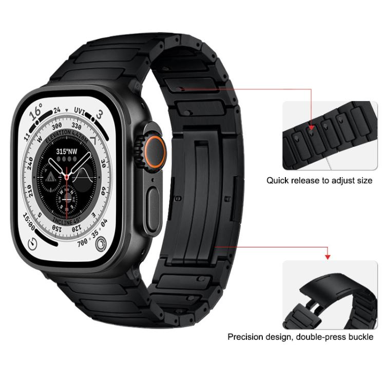 For Apple Watch 46mm / 49mm / 45mm / 44mm Integrated I-Shaped Quick Release Titanium Alloy Watch Band(Black) - Watch Bands by PMc TechLife | Online Shopping South Africa | PMc TechLife | Buy Now Pay Later Mobicred