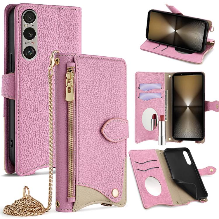 For Sony Xperia 1 VI Crossbody Chain Fishtail Litchi Leather Phone Case(Pink) - Sony Cases by PMC TechLife | Online Shopping South Africa | PMC TechLife | Buy Now Pay Later Mobicred