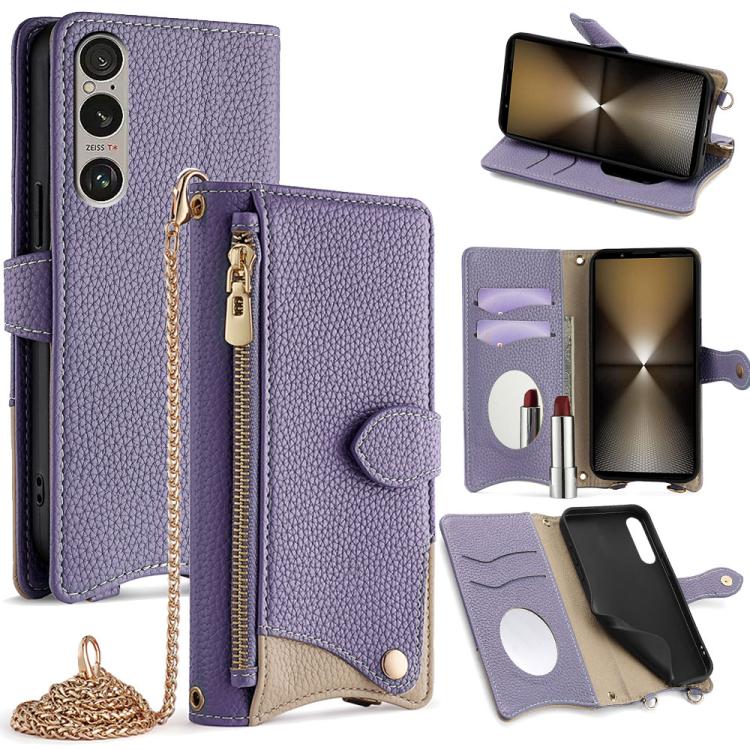 For Sony Xperia 1 VI Crossbody Chain Fishtail Litchi Leather Phone Case(Purple) - Sony Cases by PMC TechLife | Online Shopping South Africa | PMC TechLife | Buy Now Pay Later Mobicred