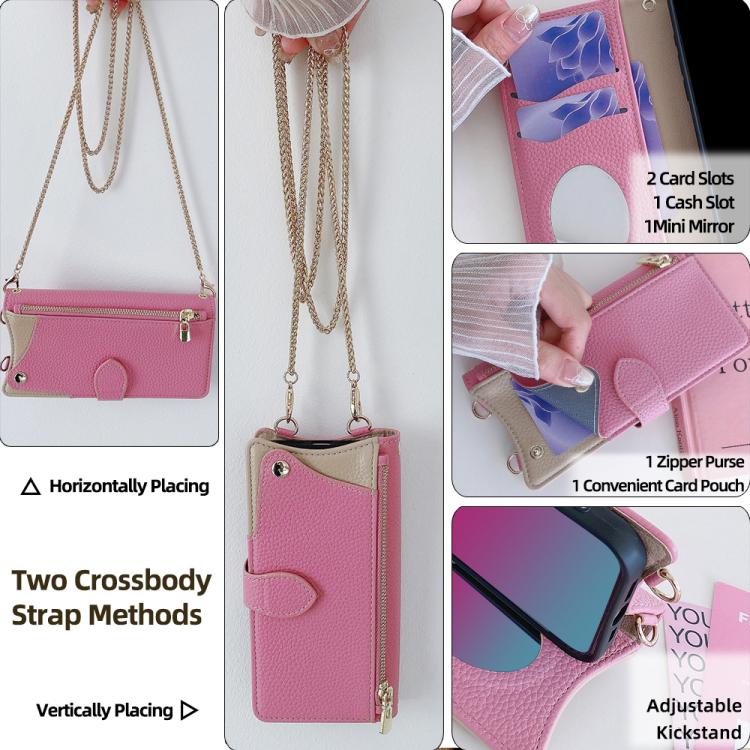 For Honor 200 Crossbody Chain Fishtail Litchi Leather Phone Case(Pink) - Honor Cases by PMC TechLife | Online Shopping South Africa | PMC TechLife | Buy Now Pay Later Mobicred