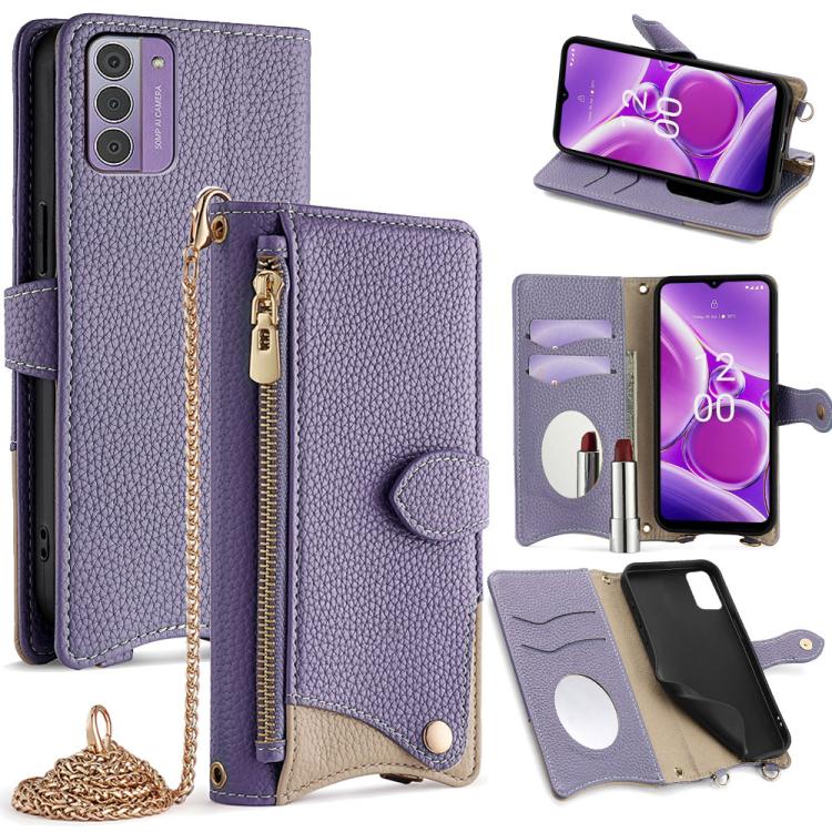 For Nokia G42 / G310 Crossbody Chain Fishtail Litchi Leather Phone Case(Purple) - Nokia Cases by PMC TechLife | Online Shopping South Africa | PMC TechLife | Buy Now Pay Later Mobicred