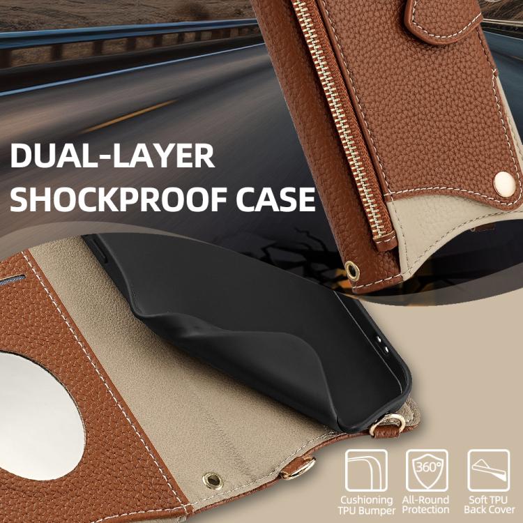 For Asus Zenfone 9 / Zenfone 10 Crossbody Chain Fishtail Litchi Leather Phone Case(Brown) - ASUS Cases by PMC TechLife | Online Shopping South Africa | PMC TechLife | Buy Now Pay Later Mobicred
